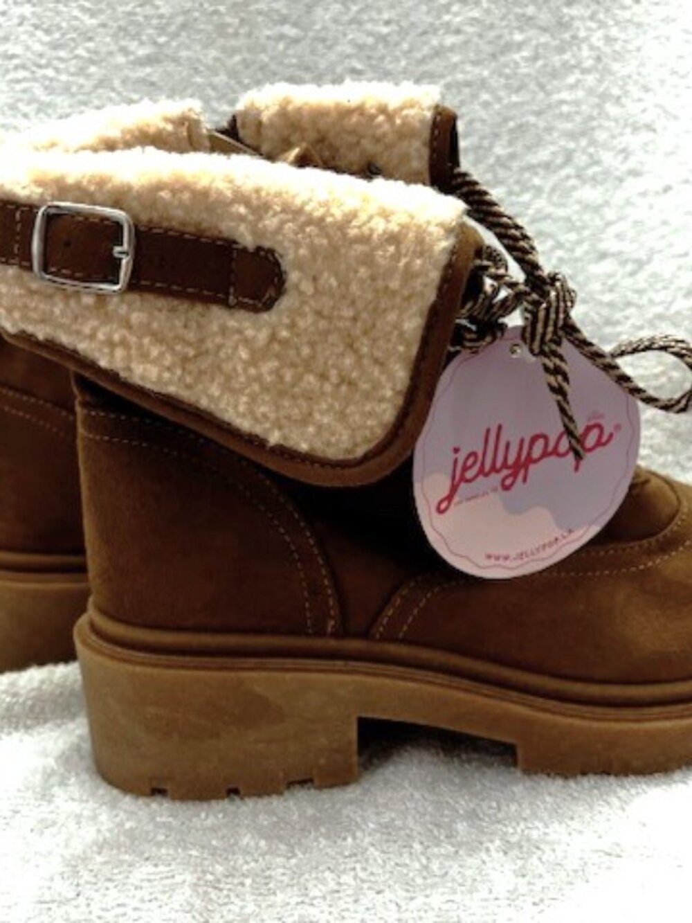Jellypop L.A. Curtis lace-up and zip closure cuffed booties NWT Size 7-1/2